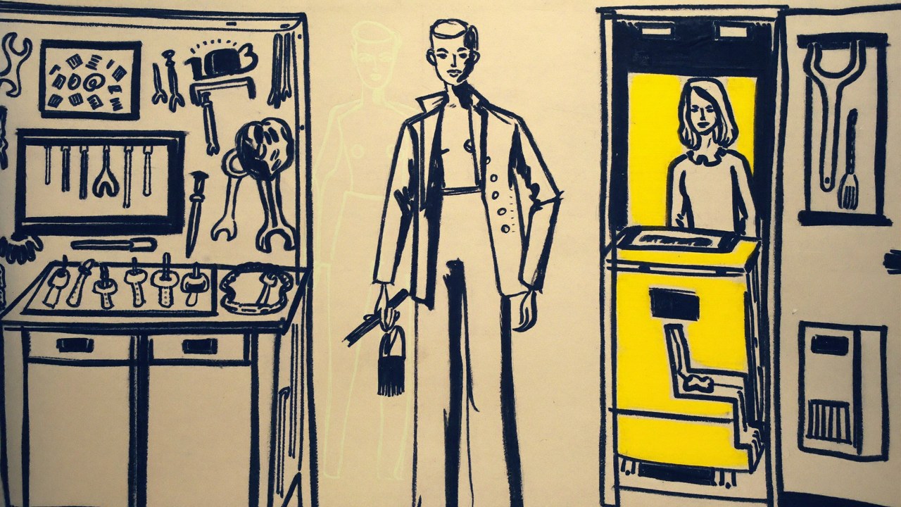Illustration ur Blyerts Kontexta-serie: verktygsvägg — en samling redskap att välja ur