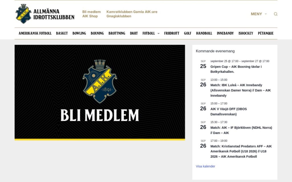 AIKs hemsida
