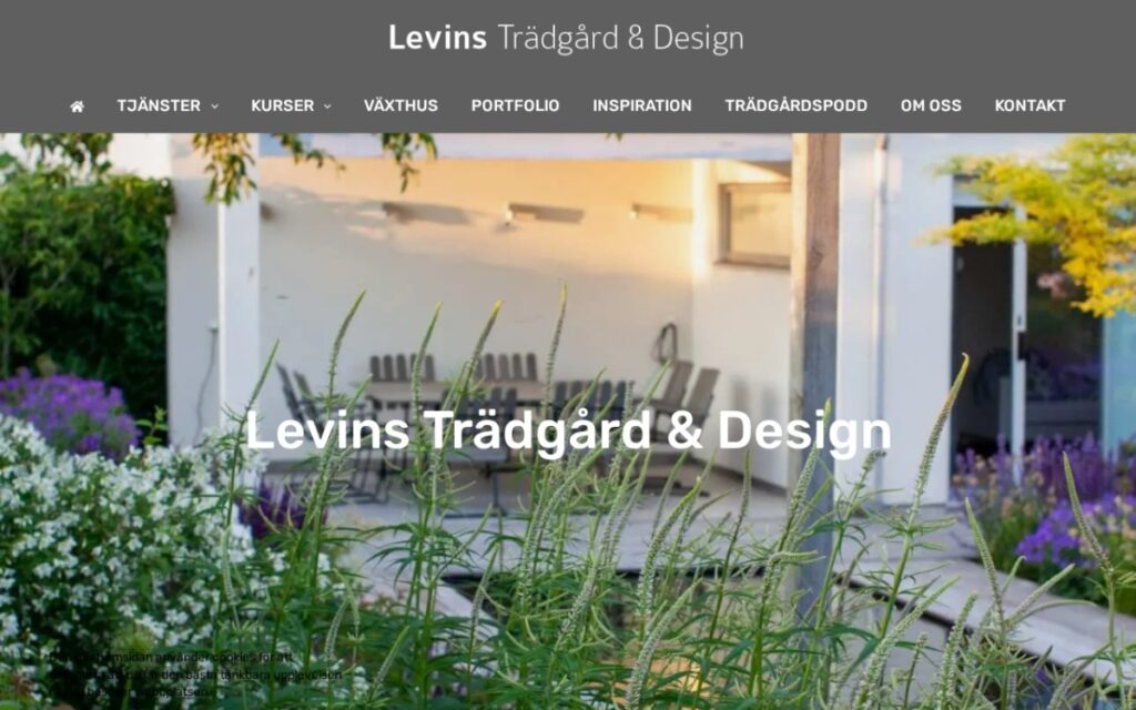 Levins Trädgård & Designs hemsida