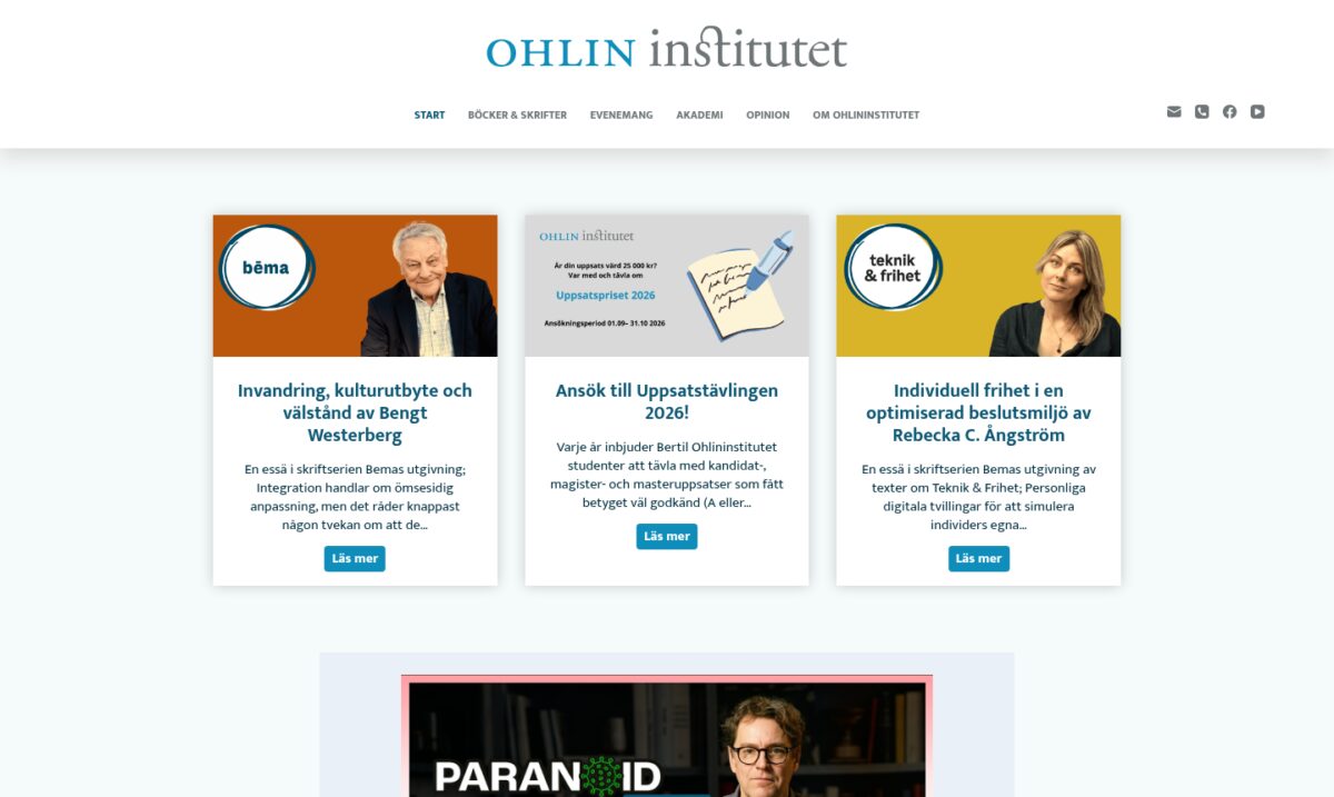 Ohlininstitutets hemsida